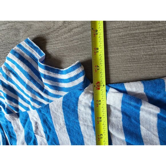 Lauren Ralph Lauren Blue/White Linen Striped Boatneck T-Shirt L Womens - Picture 8 of 8
